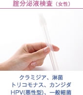 腟分泌液検査(女性)クラミジア、淋菌、トリコモナス、カンジダ、HPV(悪性型)、一般細菌