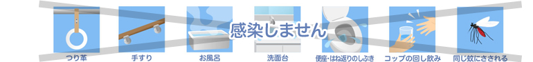 つり革 手すり お風呂 洗面台 便座・はね返りのしぶき コップの回し飲み 同じ蚊にさされる 感染しません